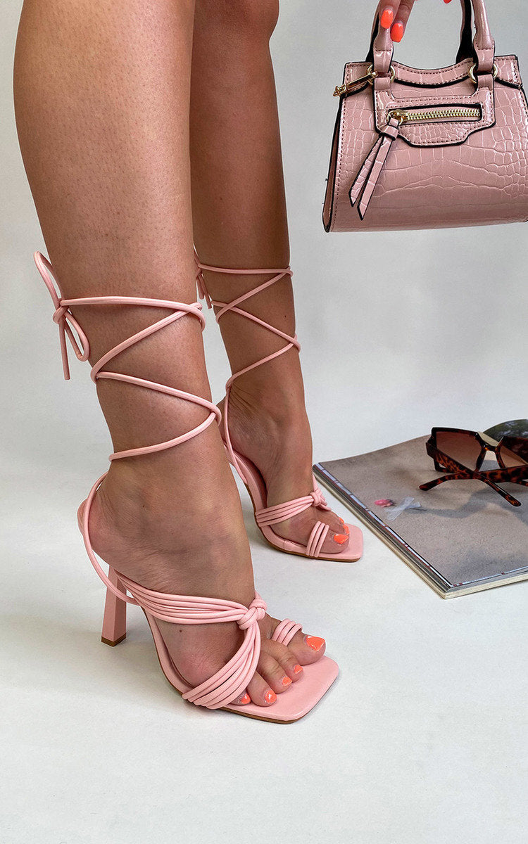 Kenike women's strappy lace-up heels front view