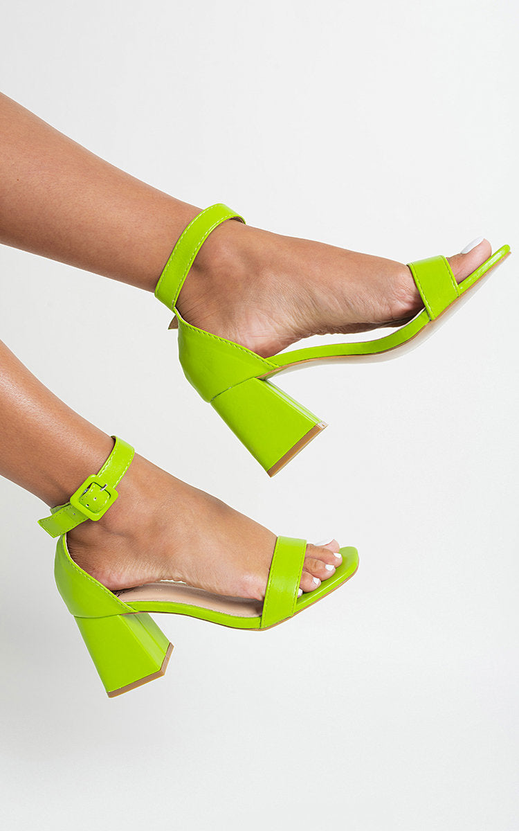 Kenike green chunky heeled ankle strap sandals variant
