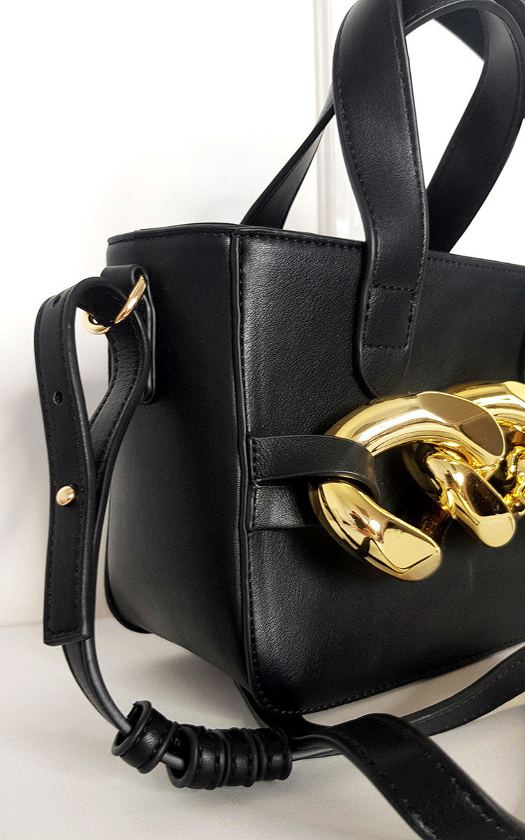 Kenike black faux leather chain detail handbag variant