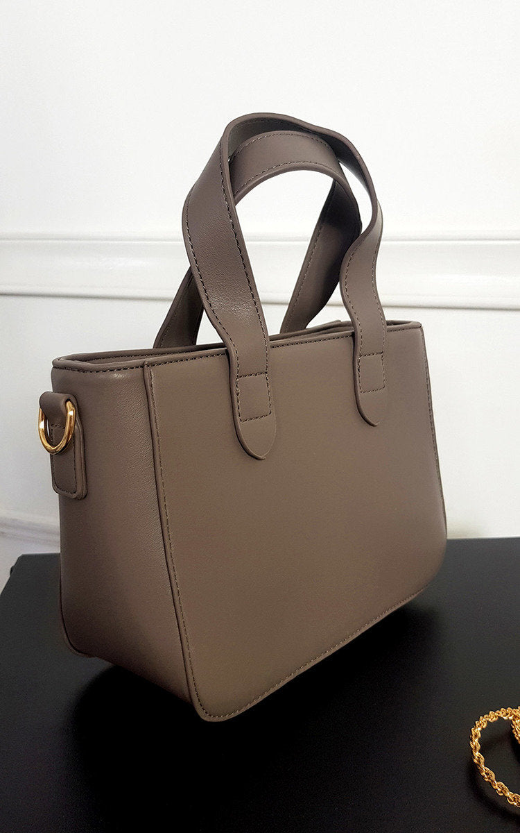 Kenike grey faux leather chain detail handbag variant