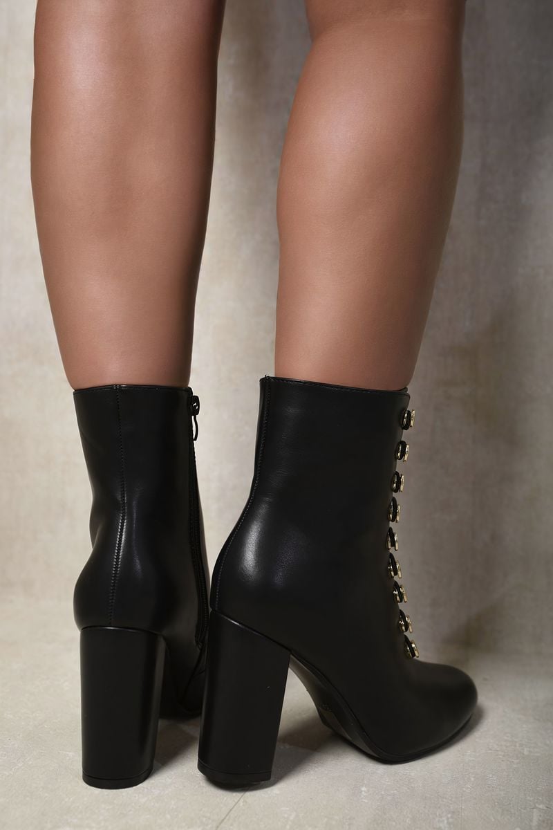 Kenike faux suede corset ankle boots lace-up side profile