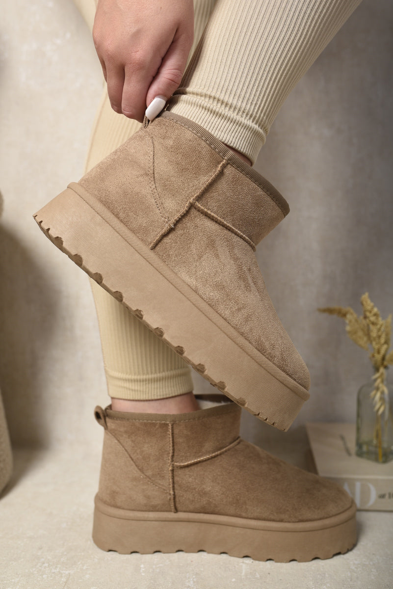 Kenike chestnut mini boots platform sole detail