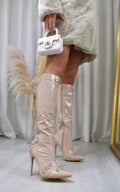 Kenike nude knee high heeled boots variant