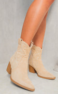 Kenike beige suede cowboy ankle boots variant