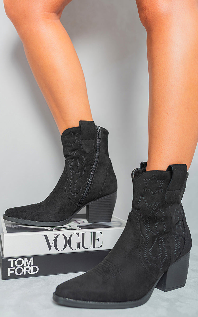 Kenike black suede cowboy ankle boots variant