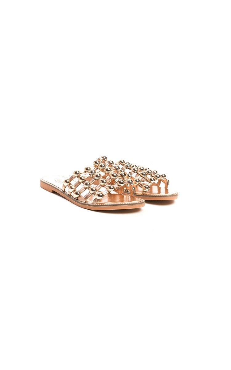 Kenike studded caged open toe sandals sole view