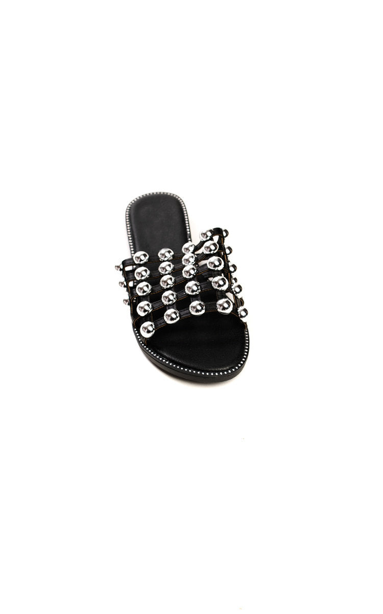 Kenike studded caged open toe sandals final angled view