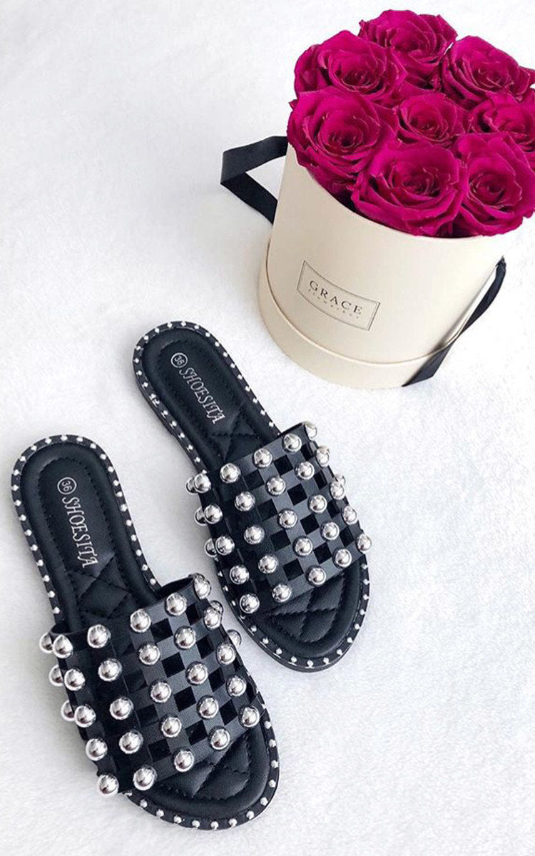 Kenike studded caged sandals colour variant detail