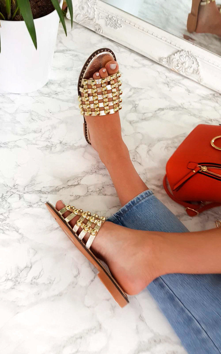 Kenike studded caged sandals alternate front view