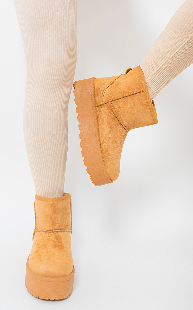 Kenike camel thick heel platform boots variant