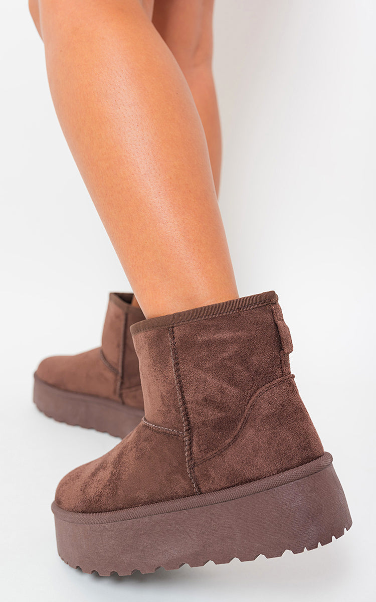 Kenike brown thick heel platform boots variant