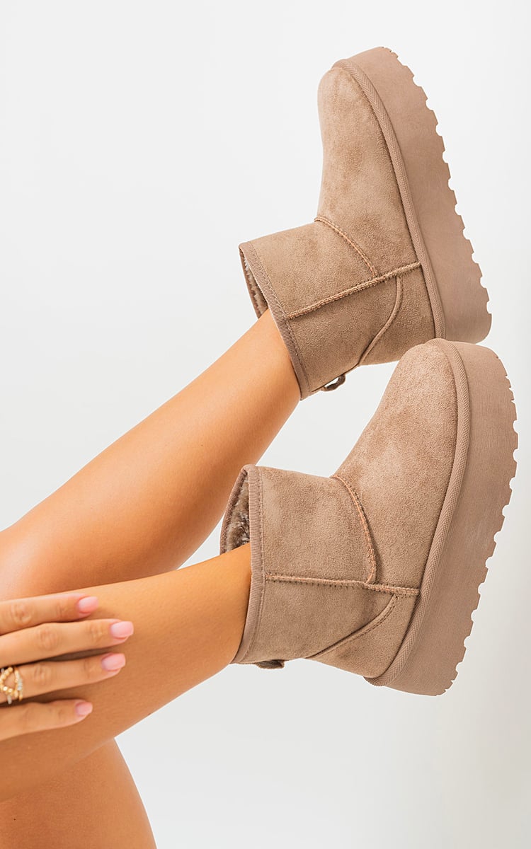 Kenike khaki thick heel platform boots variant