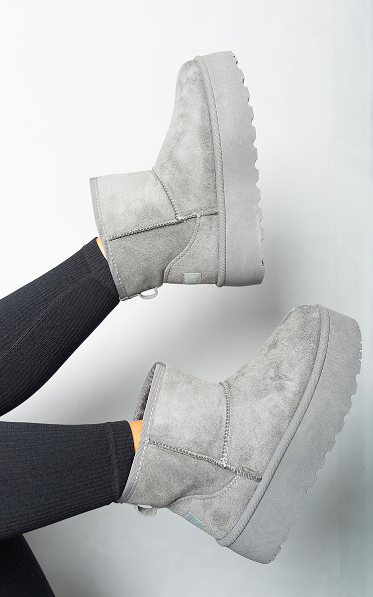 Kenike grey thick heel platform boots variant