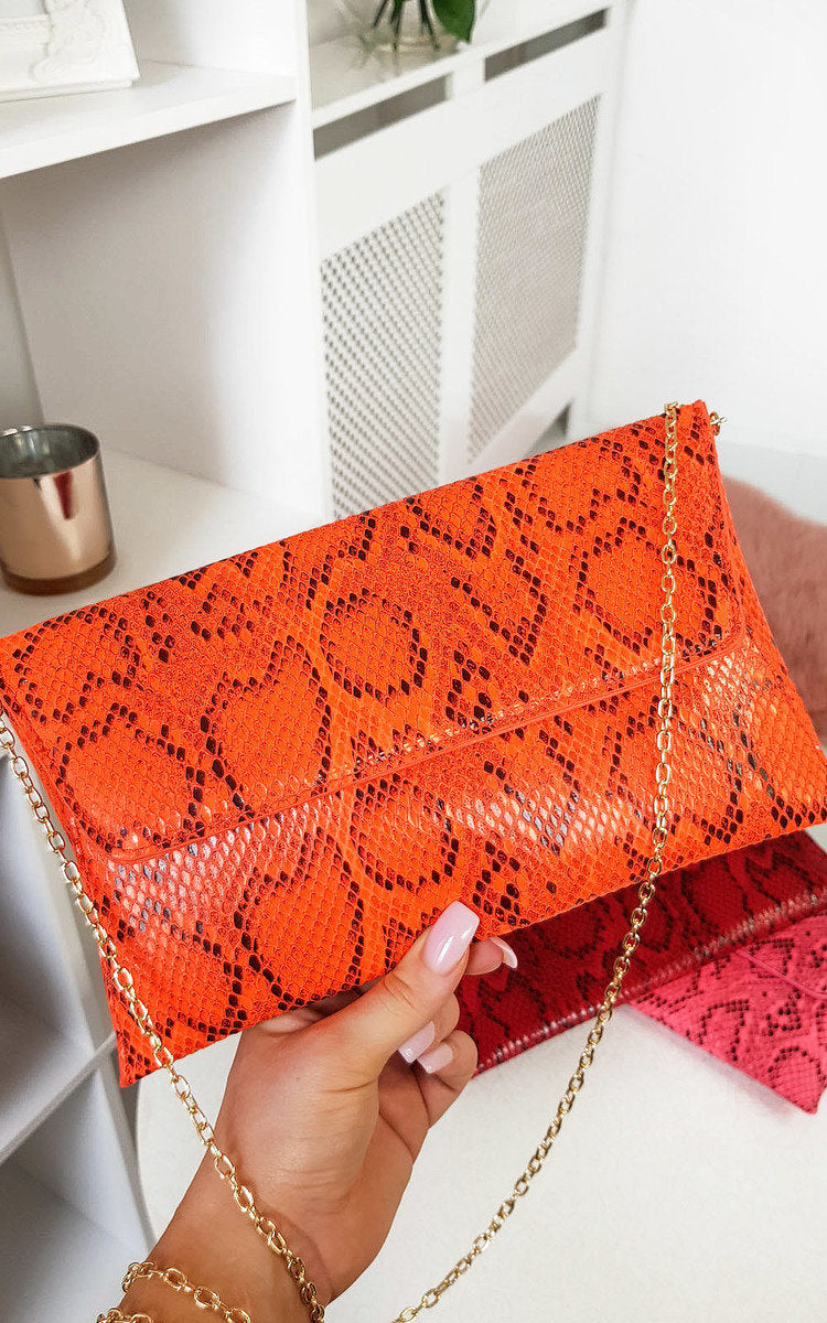 Kenike coral snake print envelope clutch bag variant