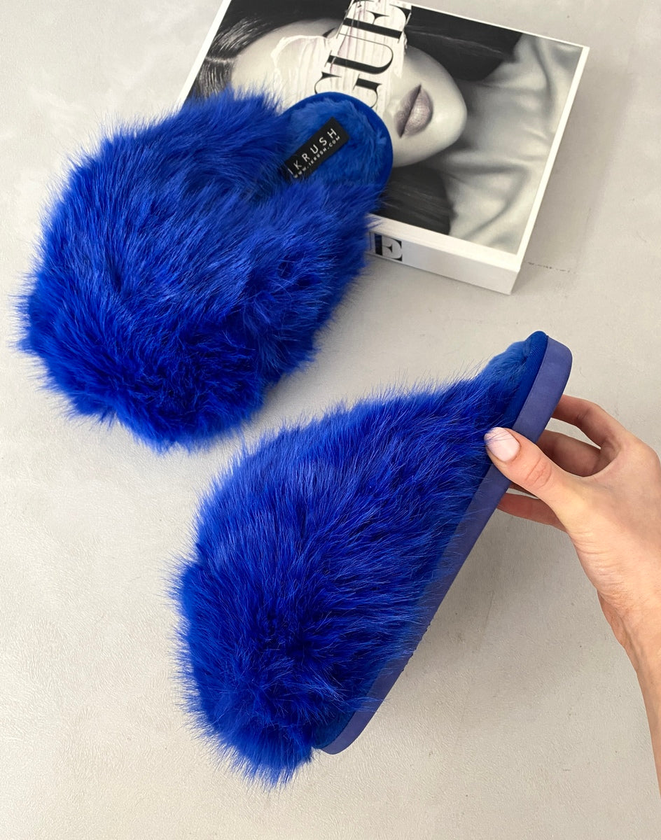 Kenike faux fur sandals top detail