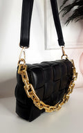 Kenike black padded shoulder bag with chain detail variant