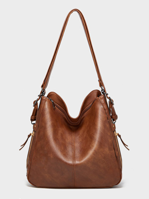 Kenike brown trend shoulder tote messenger bag side profile