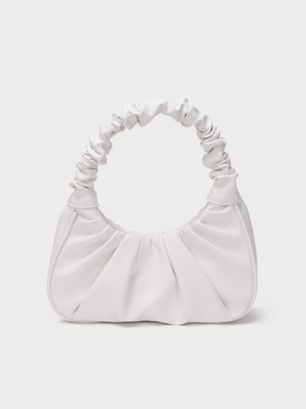 Kenike white cloud pleat underarm baguette bag variant
