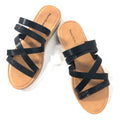 Jojo black strappy sandals front view