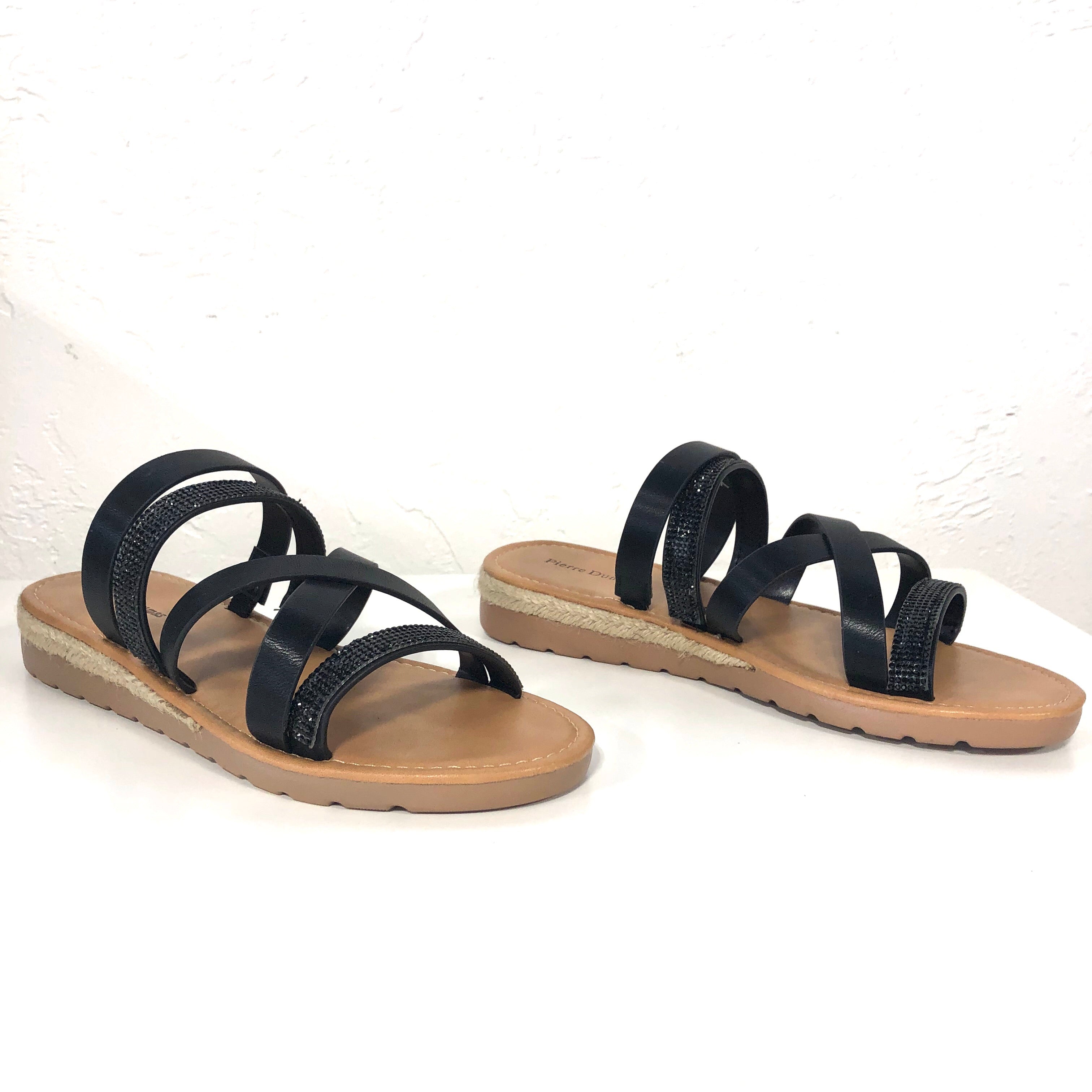 Jojo black strappy sandals sole detail