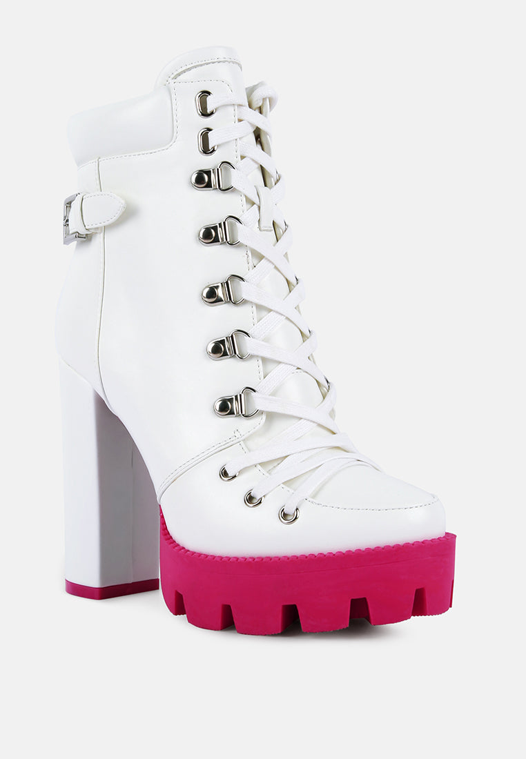 Kenike white Larch biker boots cushioned collar detail