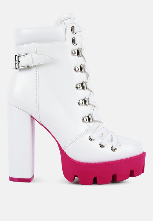 Kenike white Larch cushion collared biker boots variant
