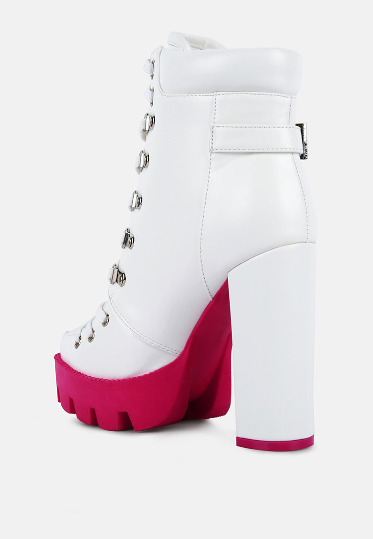 Kenike white Larch cushion collared biker boots side profile