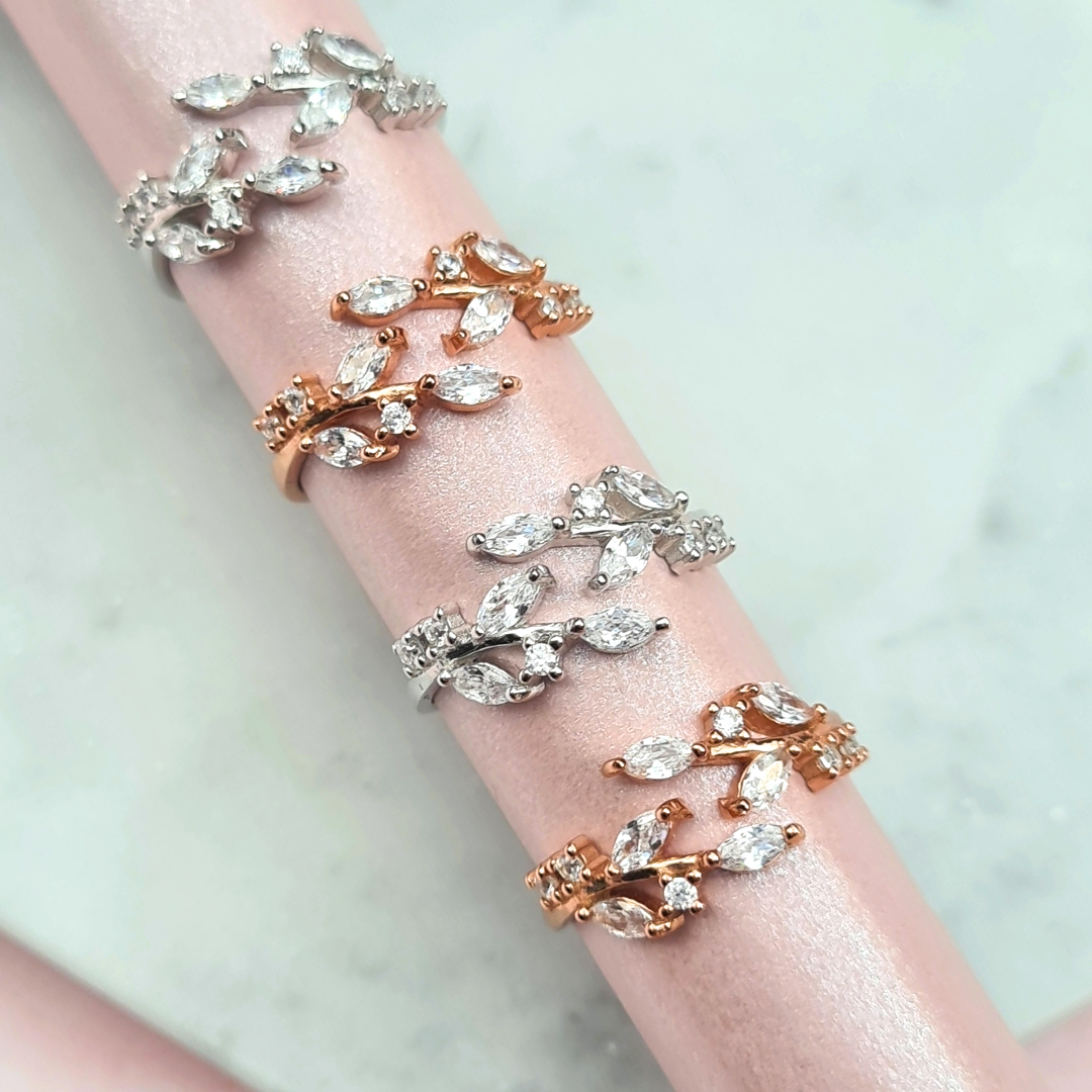 Adjustable leaf ring in rose gold social image