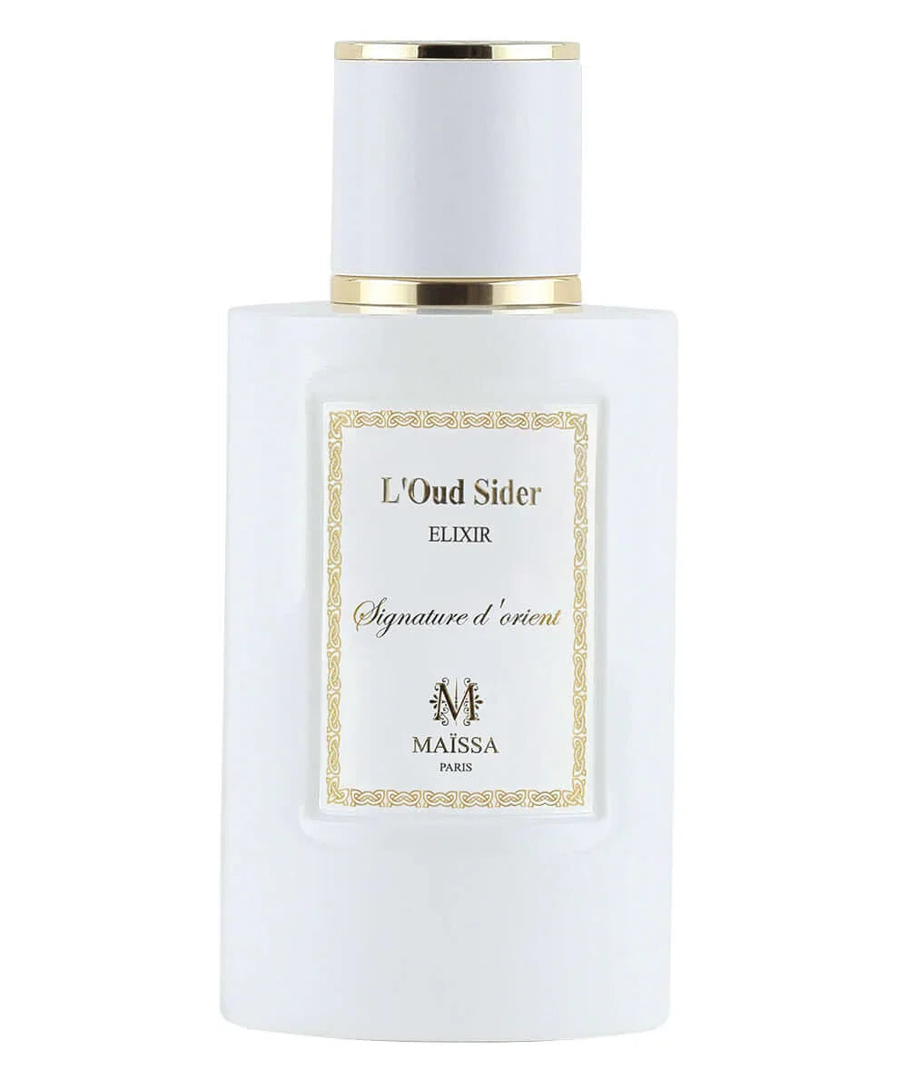 Maïssa L’Oud Sider woody floral perfume bottle detail