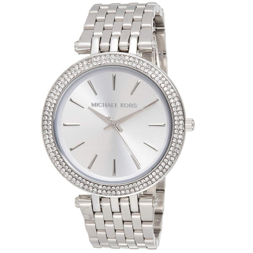 Michael Kors MK3190 silver watch close-up front view