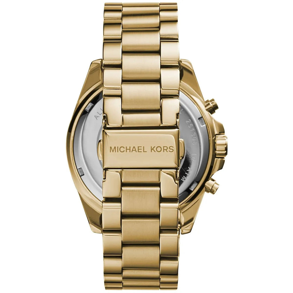 Michael Kors MK5605 gold watch clasp and caseback view