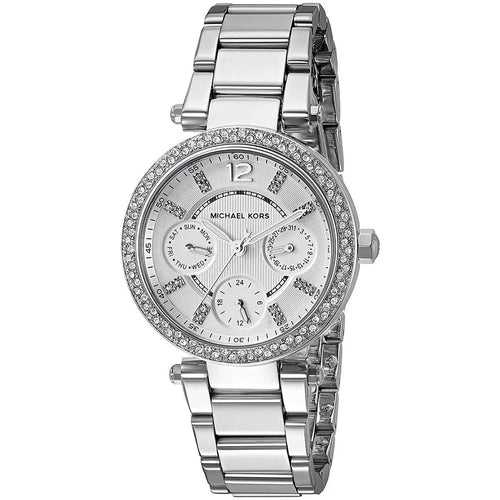 Michael Kors MK5615 silver dial watch close-up