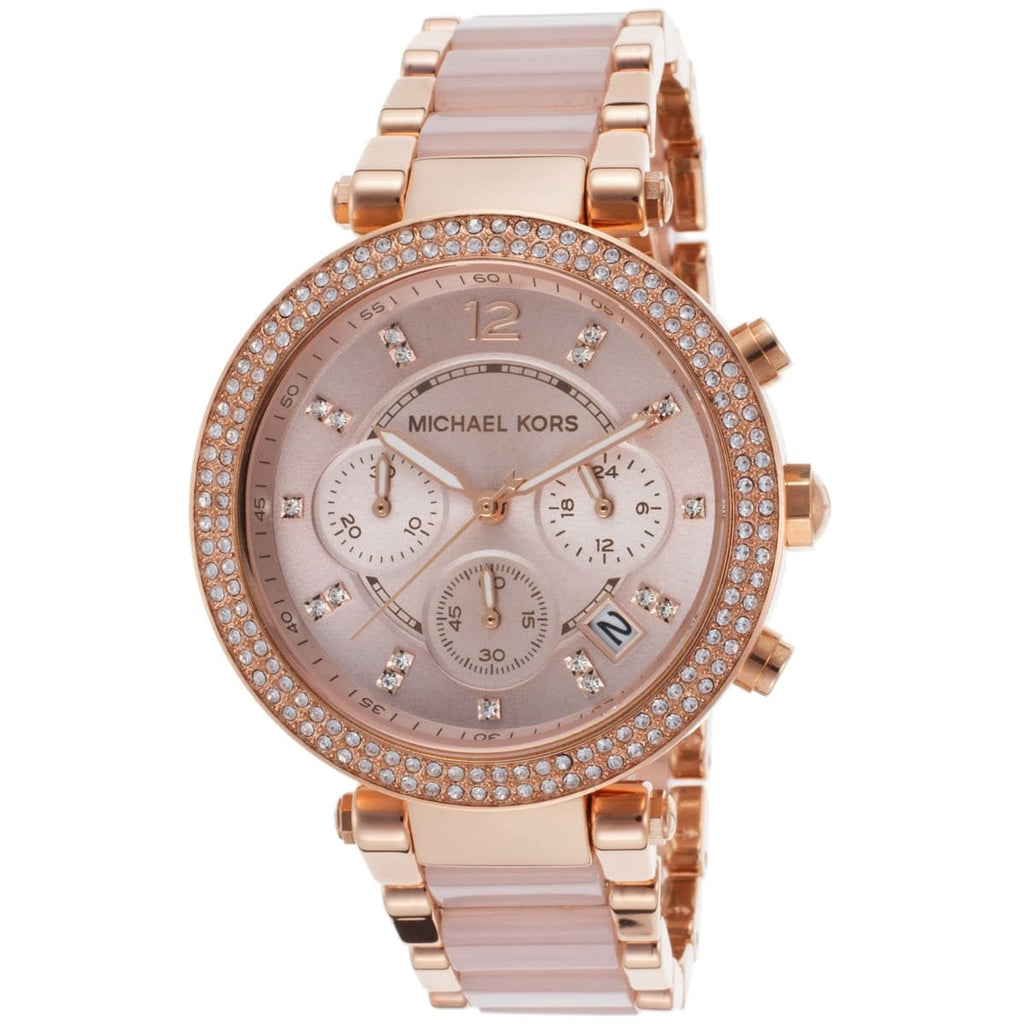 Michael Kors MK5896 Parker rose gold dial close-up