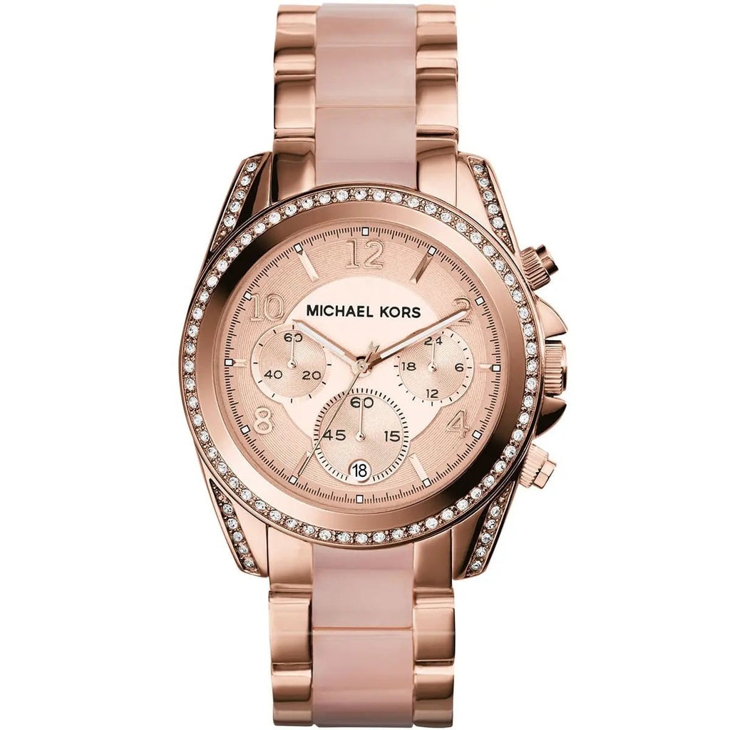 Michael Kors MK5943 Blair rose gold watch front view with rose gold dial
