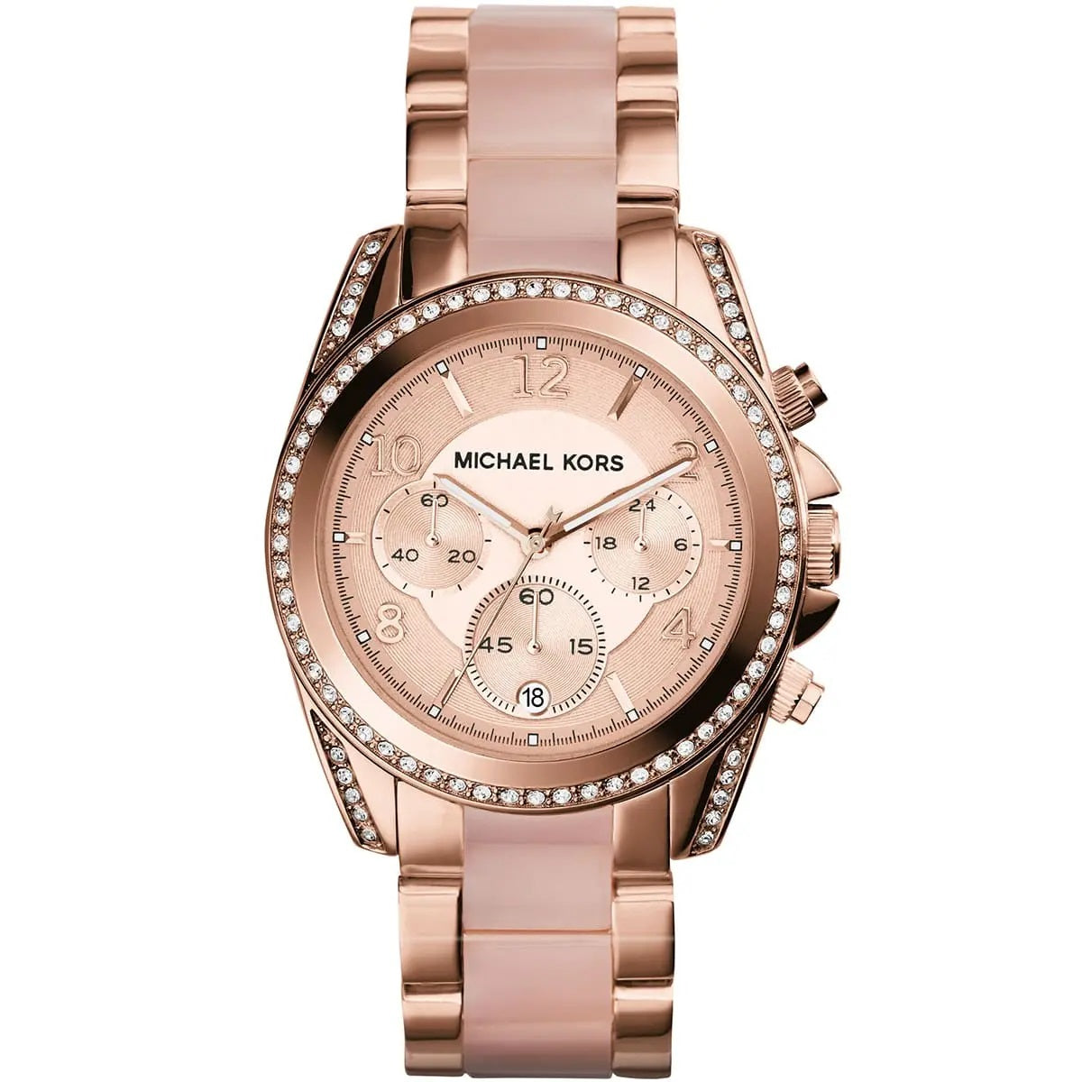 Michael Kors MK5943 Blair rose gold watch front view with rose gold dial