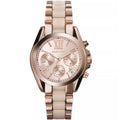 Michael Kors MK6066 Bradshaw rose gold watch front view with gold dial