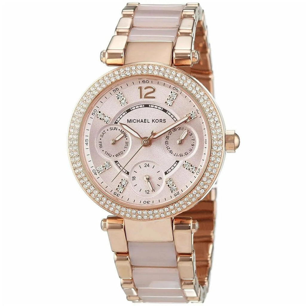 Michael Kors MK6110 Mini Parker rose gold dial close-up