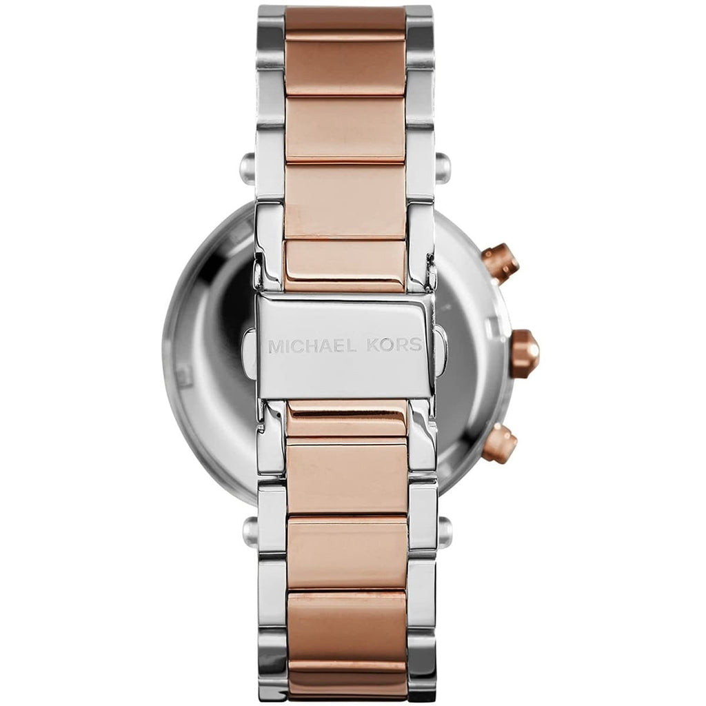 Michael Kors MK6141 two-tone watch clasp and back view