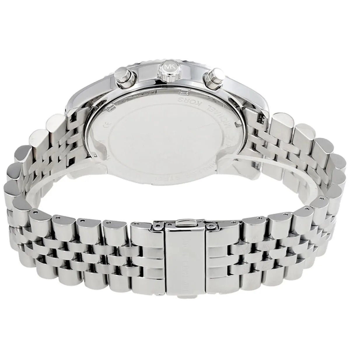 Michael Kors MK8280 back view with blue dial and silver strap