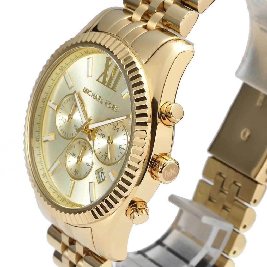 Michael Kors MK8281 gold tone watch angled view
