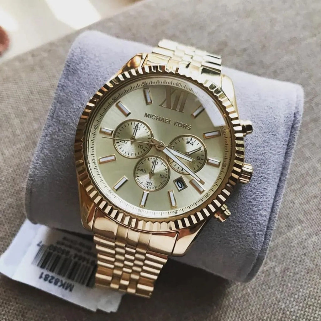 Michael Kors MK8281 gold watch case and lugs detail