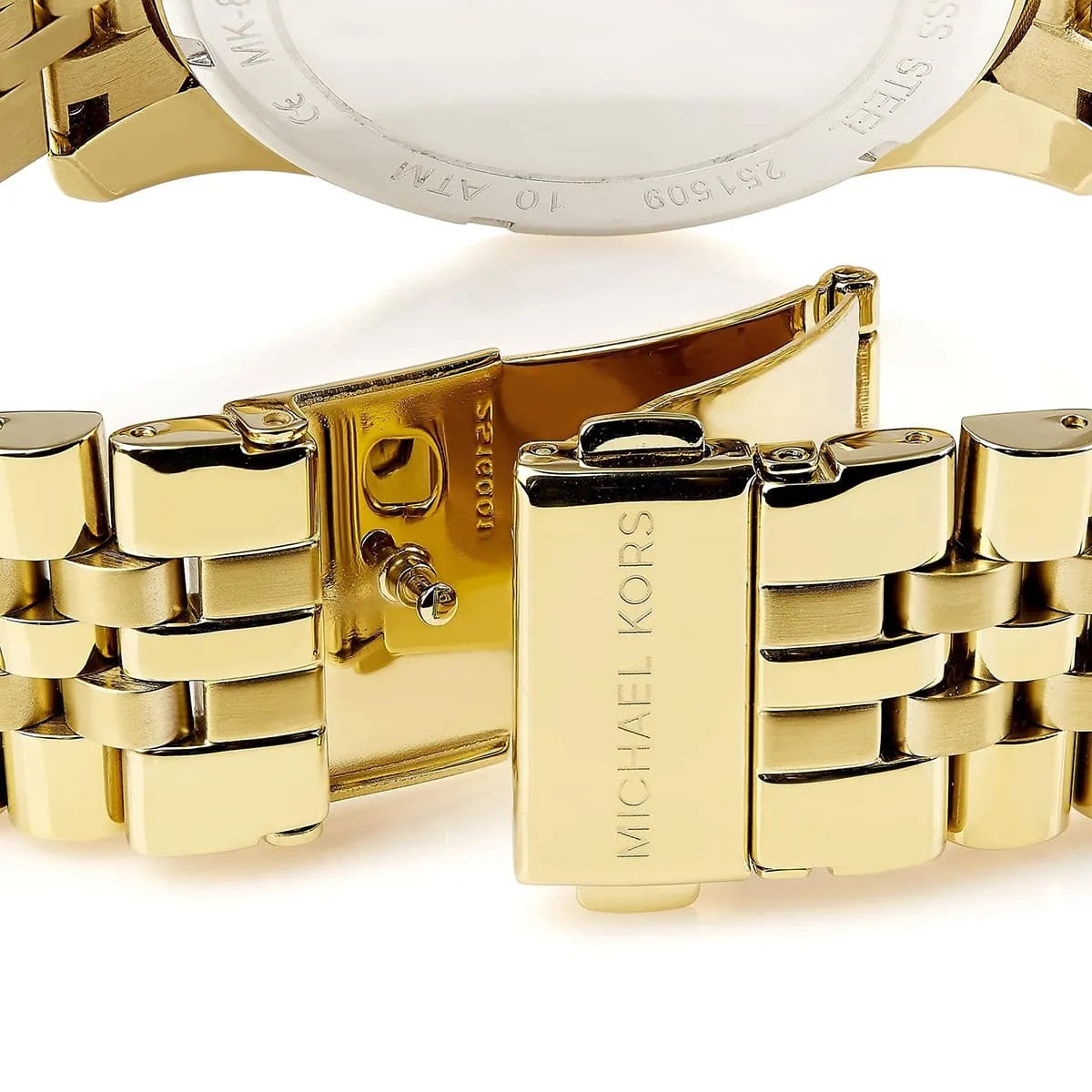 Michael Kors MK8281 gold steel watch open clasp view