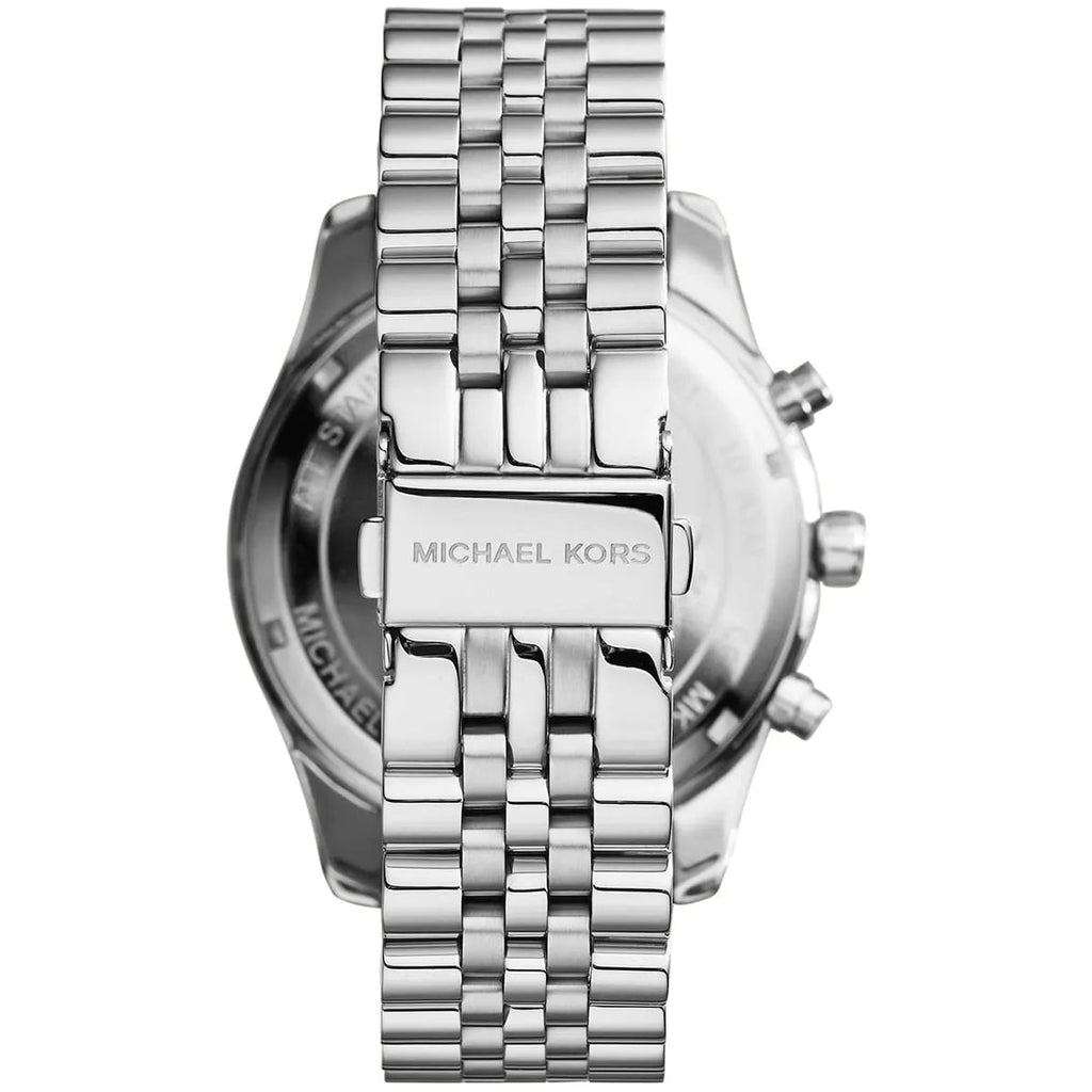 Michael Kors MK8405 silver strap watch clasp view