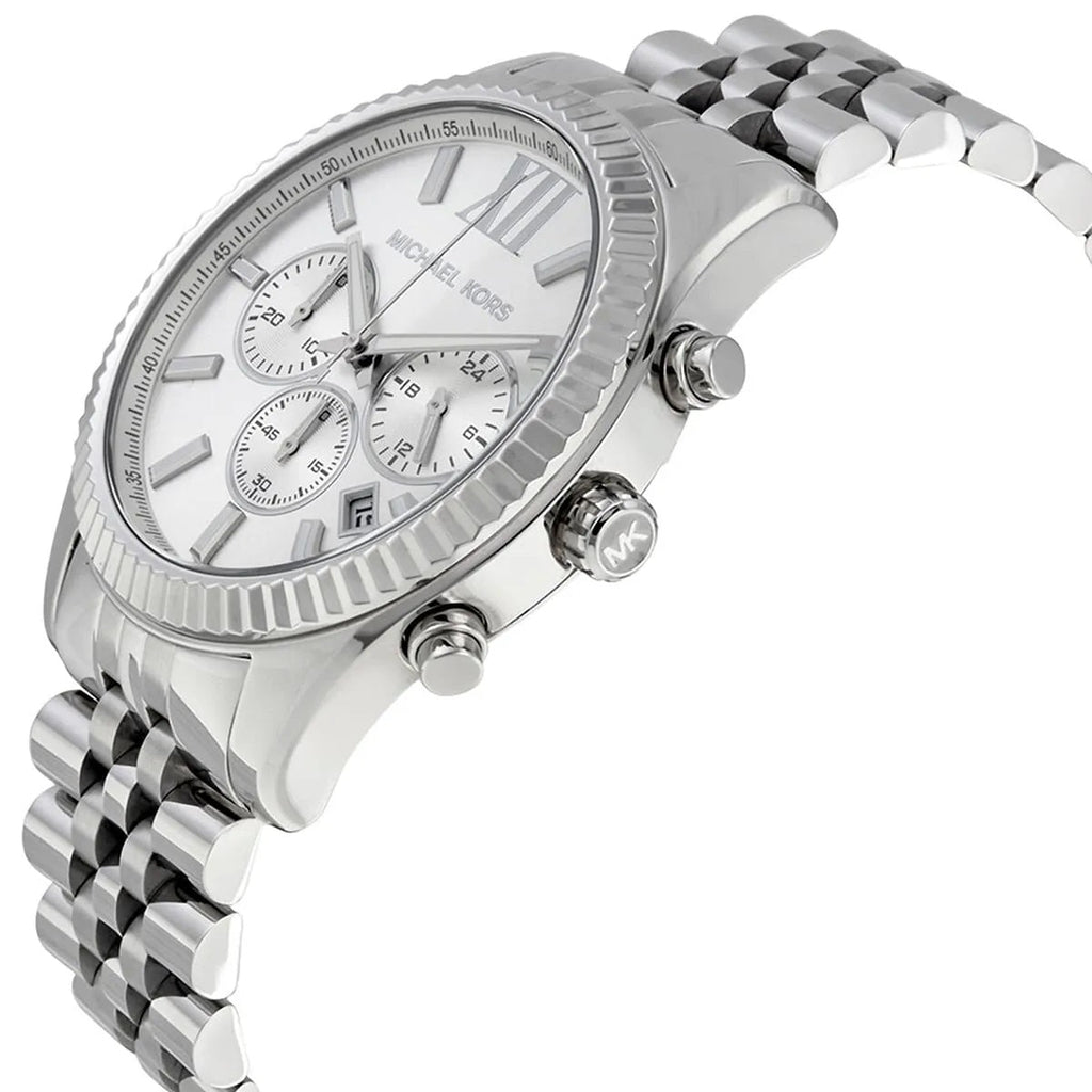 Michael Kors MK8405 silver dial close-up