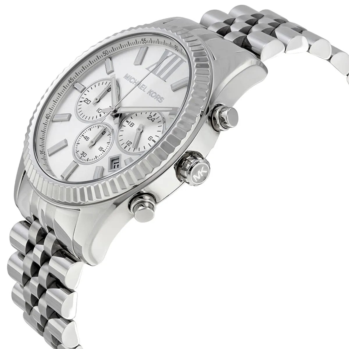 Michael Kors MK8405 silver dial close-up