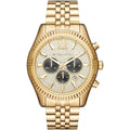 Michael Kors MK8494 Lexington gold watch front view with gold dial