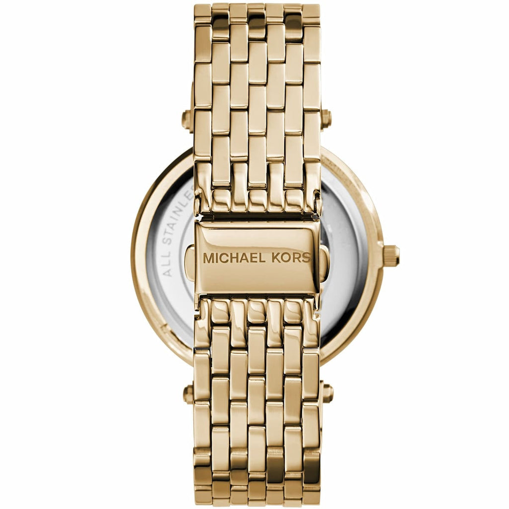 Michael Kors MK3191 gold strap watch back view