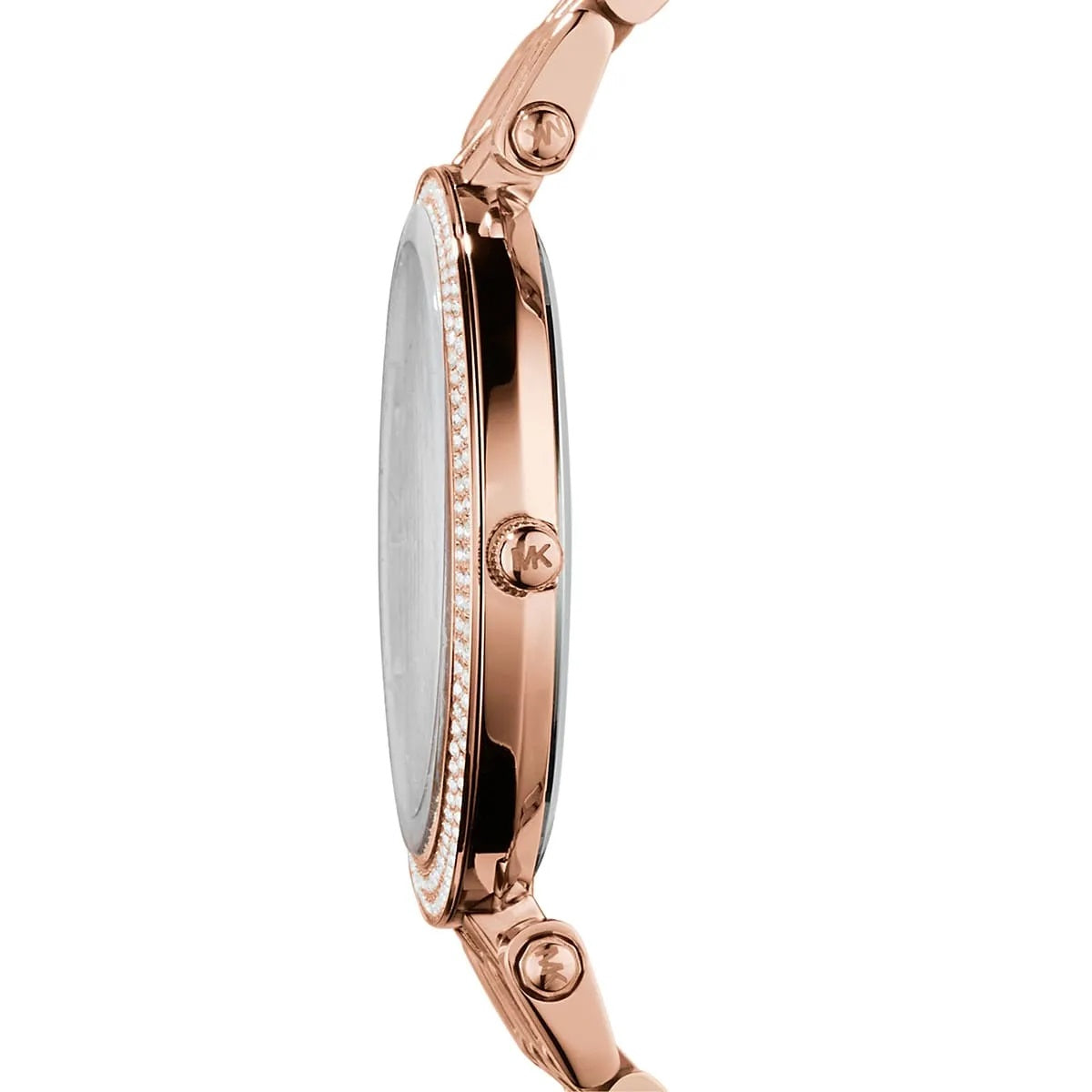 Michael Kors MK3192 rose gold dial and crystals side view