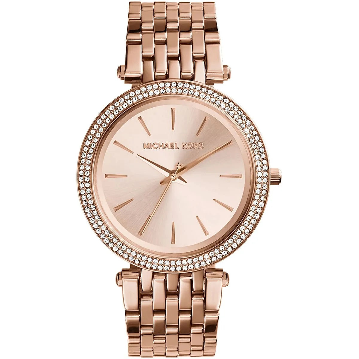 Michael Kors MK3192 Darci rose gold watch front view with rose gold dial
