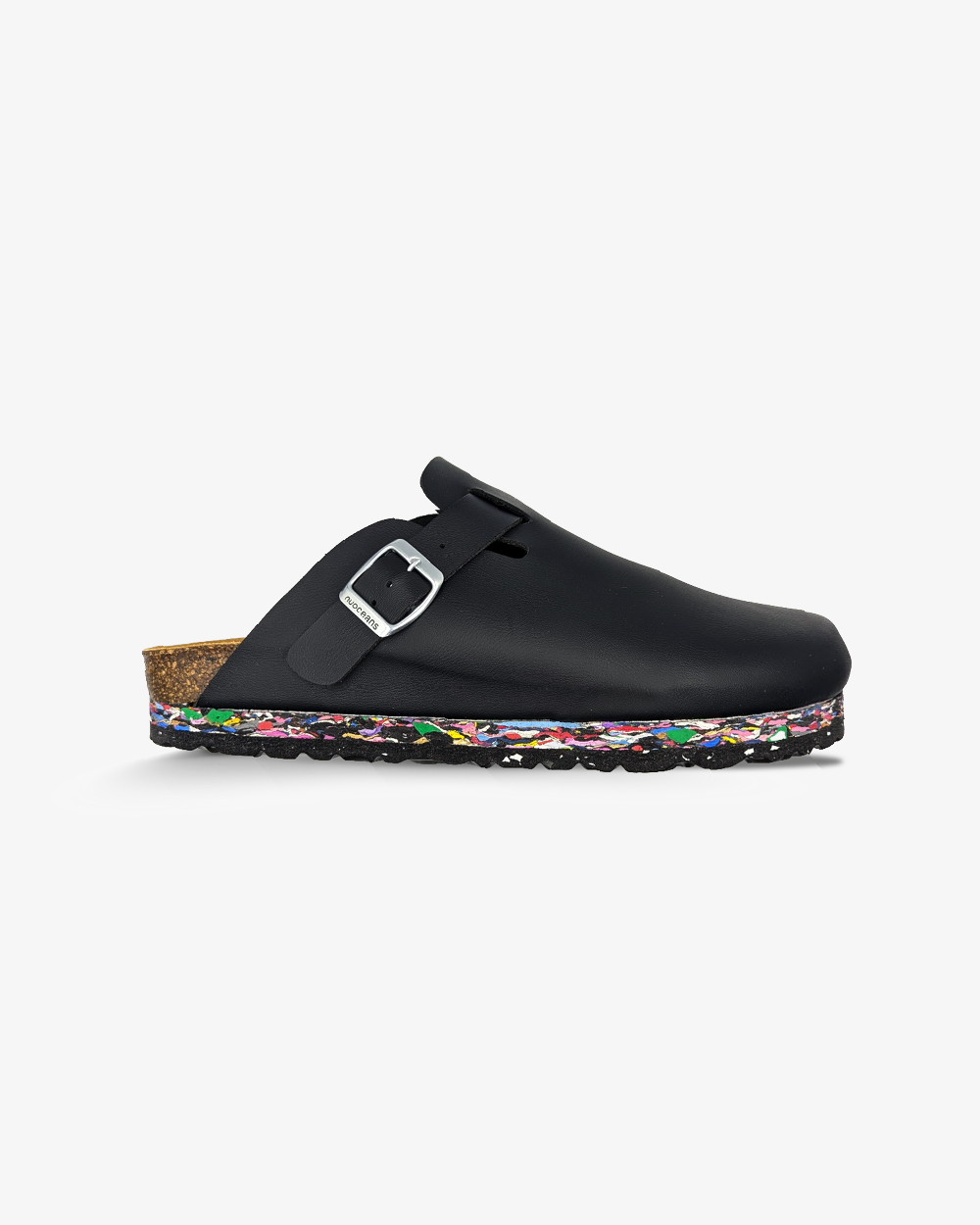 Nuoceans NIGHTFALL recycled vegan leather clog in black main product image